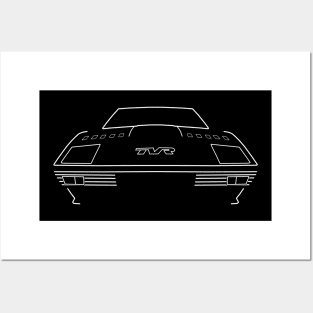 TVR Tasmin 1980s classic sports car white outline graphic Posters and Art